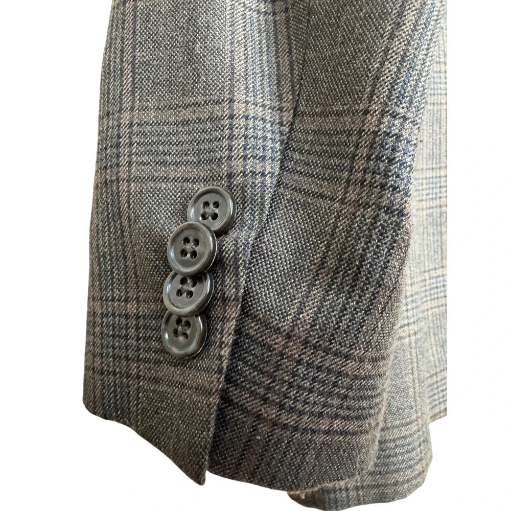 Michael Kors Mens Grey Glen Plaid Sport Coat Blazer 42 Regular Two Button Jacket